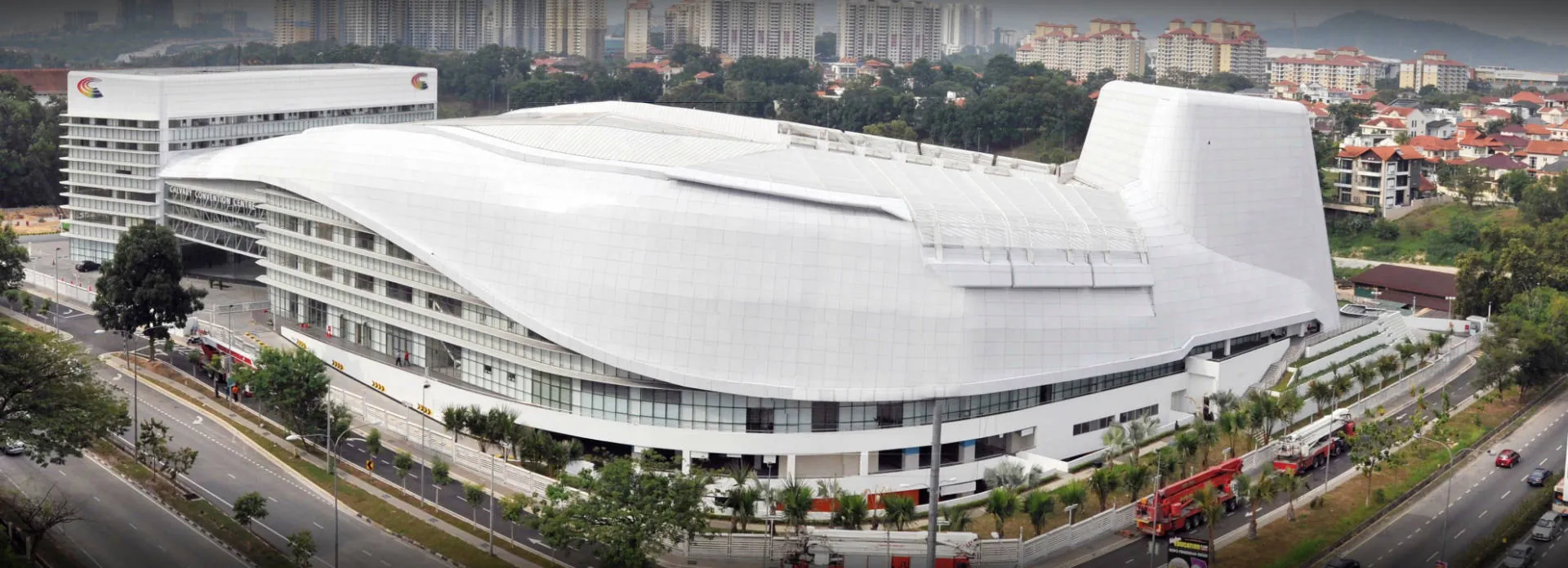 Aerial view of the Calvary Convention Centre building in Bukit Jalil